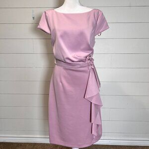 Jessica Howard Lavender Short Sleeve Dress with Ruffle & Floral Applique Size 14